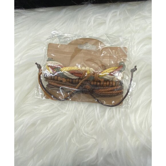 Multilayered Woven & Beaded Bangle Bracelet Unisex Fashion Jewelry Boho Style - Picture 5 of 5